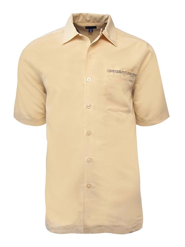 'Palm Portrait' Embroidered Short Sleeve Resort Hawaiian Shirt in Sunkiss by Weekender