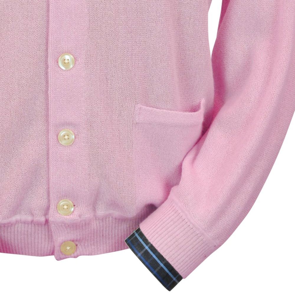 Baby Alpaca 'Links Stitch' V-Neck Cardigan Sweater in Pink by Peru Unlimited