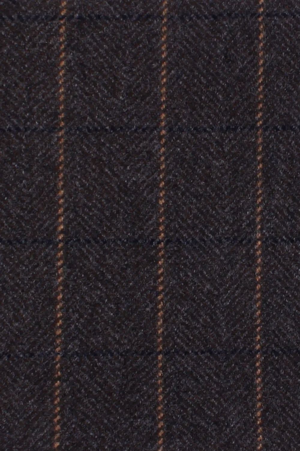 Herringbone Check 'Archive Line' Wool and Cashmere Pub Cap in Dark Brown by Wigens