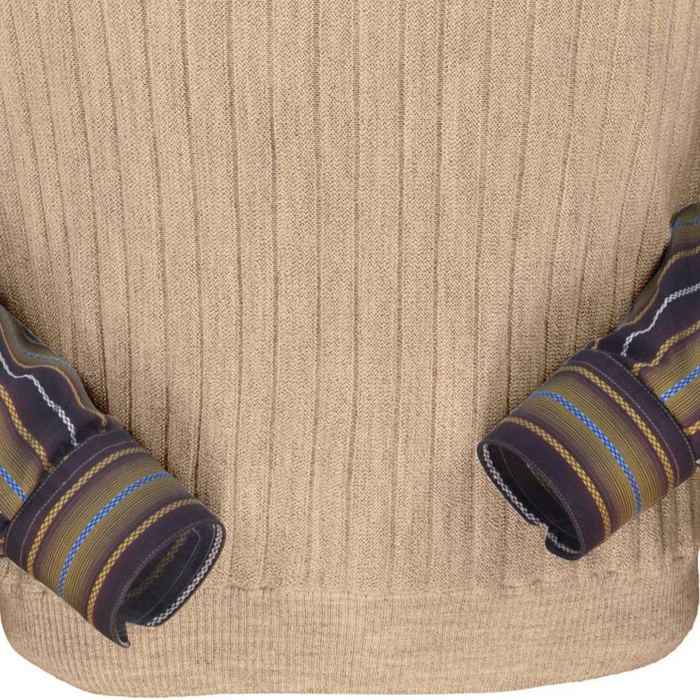 Baby Alpaca 'Links Stitch' Ribbed Zip-Neck Sweater Vest in Beige Heather by Peru Unlimited