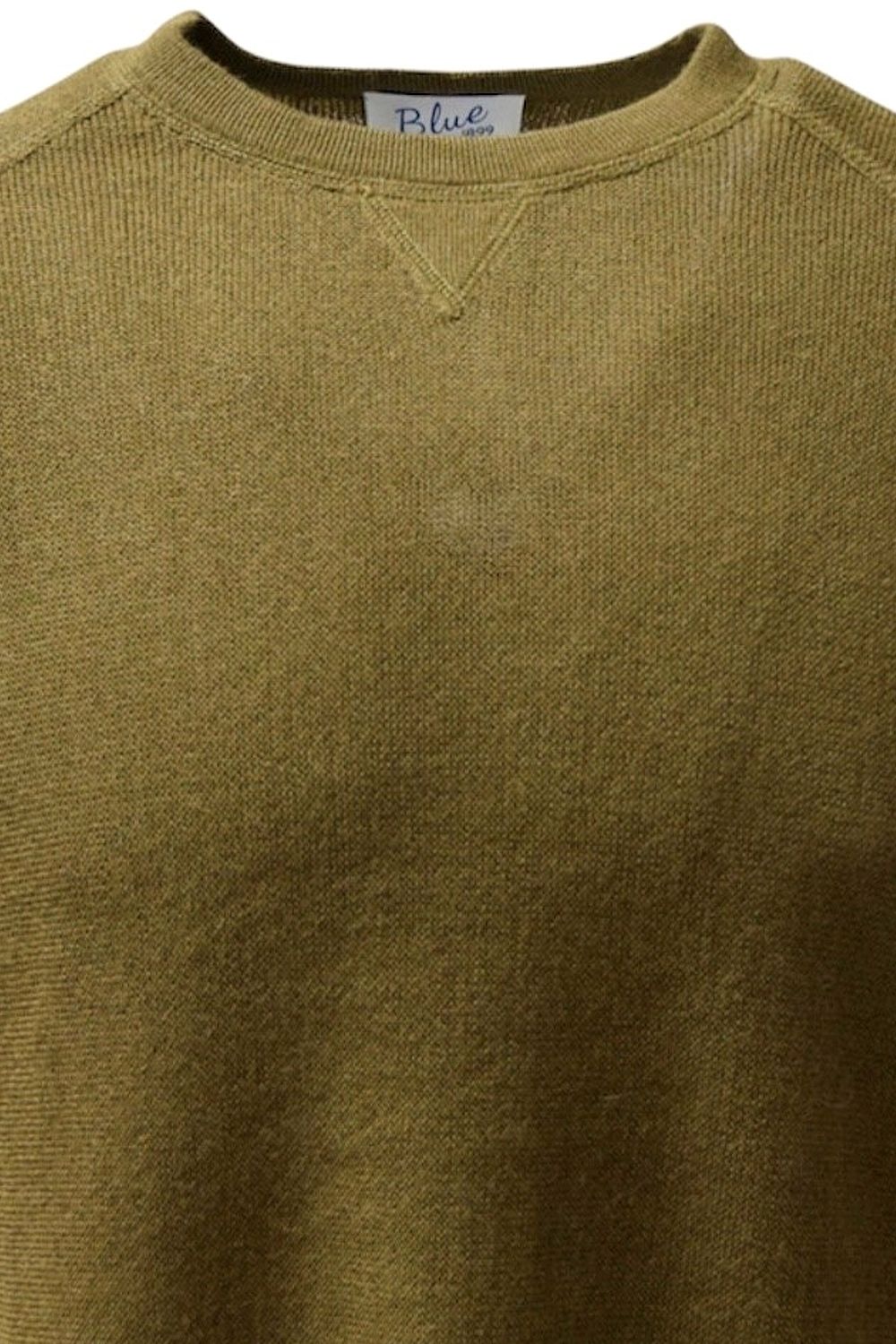Baby Alpaca Links Knit Raglan Sleeve Sweatshirt-Style Sweater in British Khaki by Blue 1899