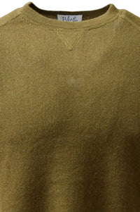 Baby Alpaca Links Knit Raglan Sleeve Sweatshirt-Style Sweater in British Khaki by Blue 1899