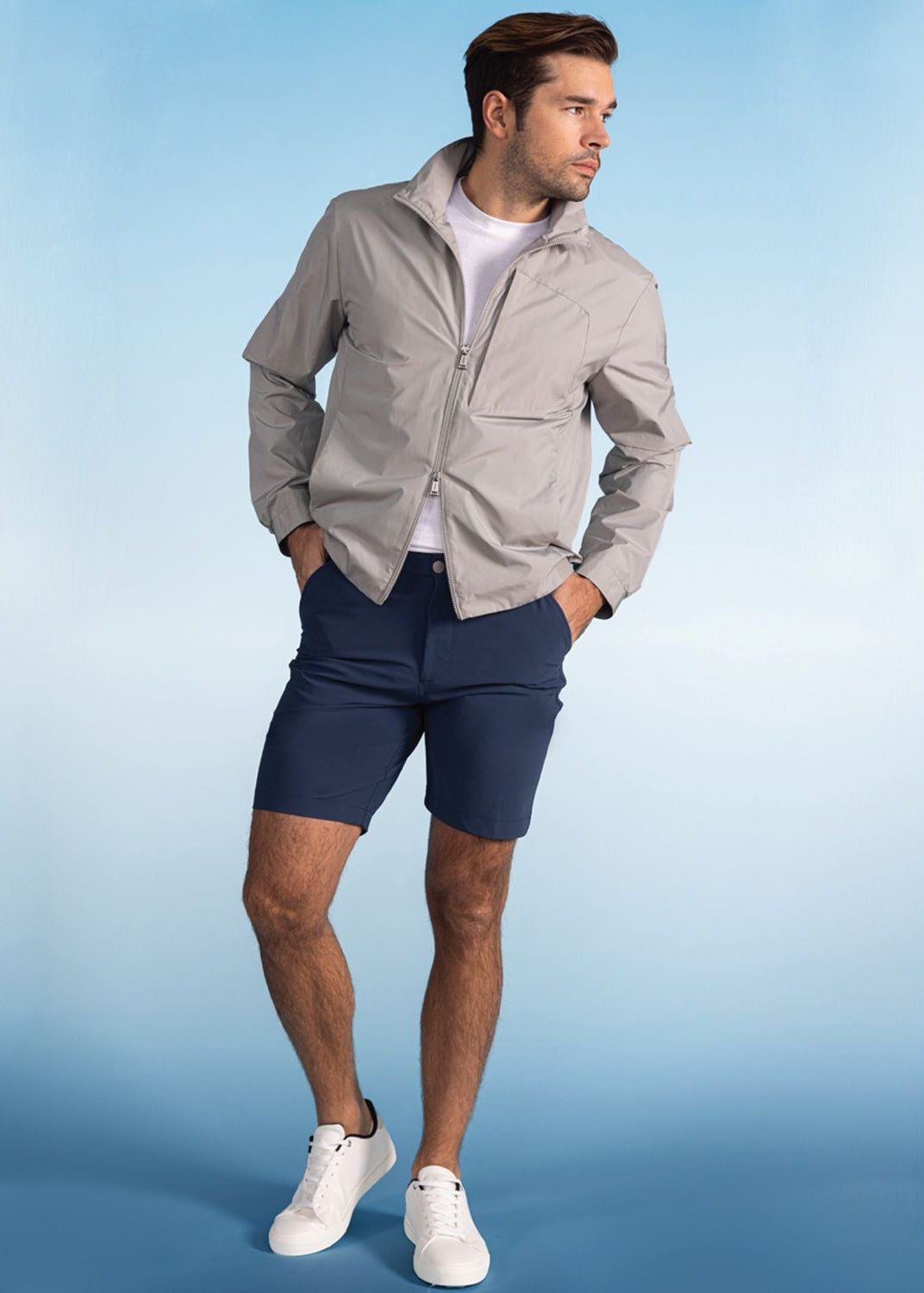 Techno Ultimate Performance Casual Shorts in Navy, Size 38 (Drummond Traditional Fit) by Ballin