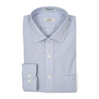 Blue Dobby on Graph Check Stretch Cotton Wrinkle-Free Dress Shirt with Spread Collar by Cooper & Stewart