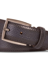 Italian Hand Burnished Scotch Grain Calfskin Belt in Navy by Brookes & Hyde