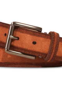 Italian Hand Burnished Suede Belt in Rust by Brookes & Hyde