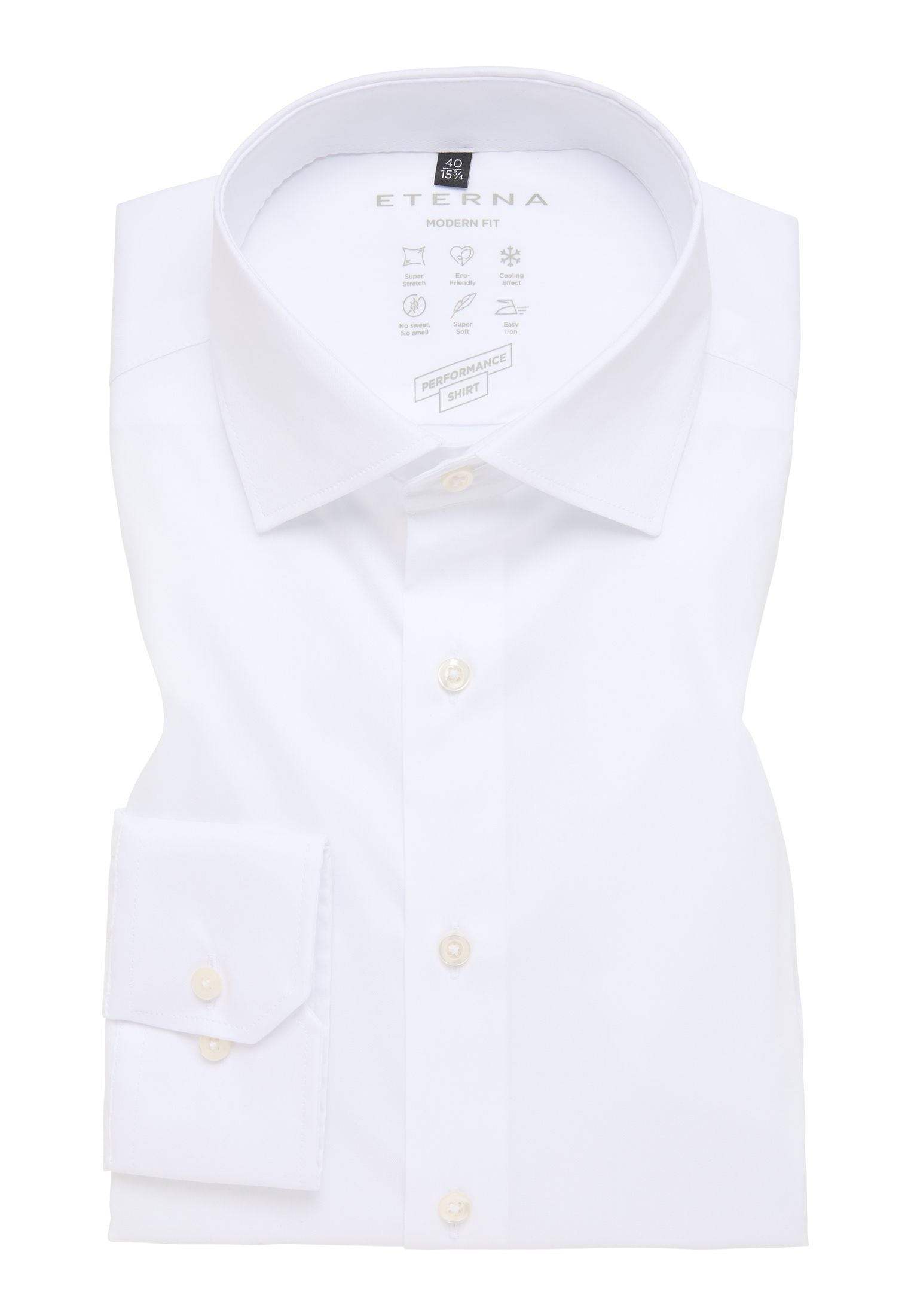 'Performance Shirt' in White - Modern Fit Dress Shirt with Kent Collar by Eterna 1863