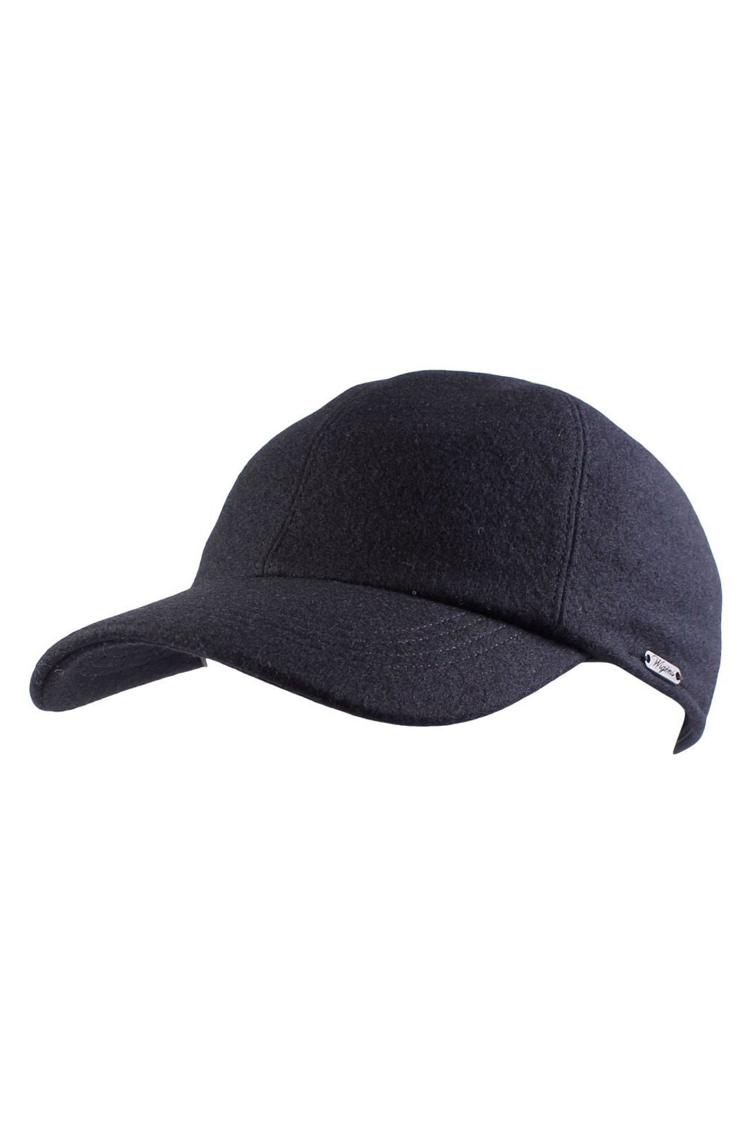 Melton Wool Baseball Classic Cap with Earflaps in Black (Size 62) by Wigens