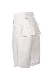 St. Barts Linen Blend Drawstring Shorts in White by Weekender