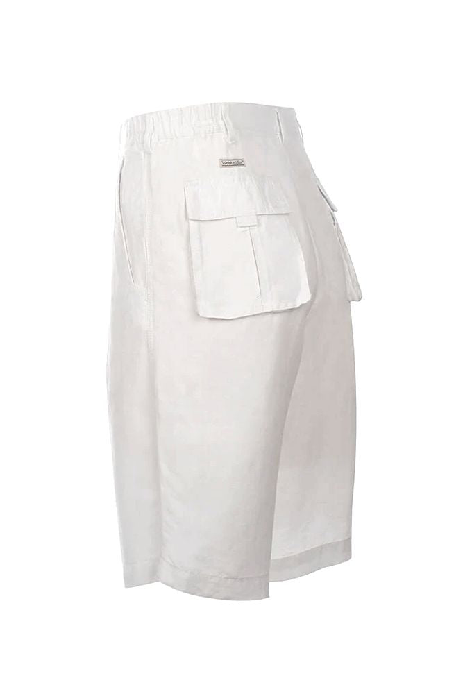 St. Barts Linen Blend Drawstring Shorts in White by Weekender