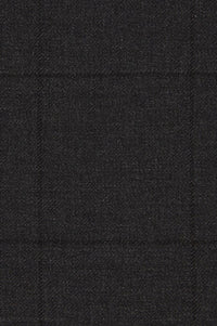 Super 110s Tonal Windowpane Flat Front Wool Trouser in Charcoal (Soho Modern Fit) by Ballin