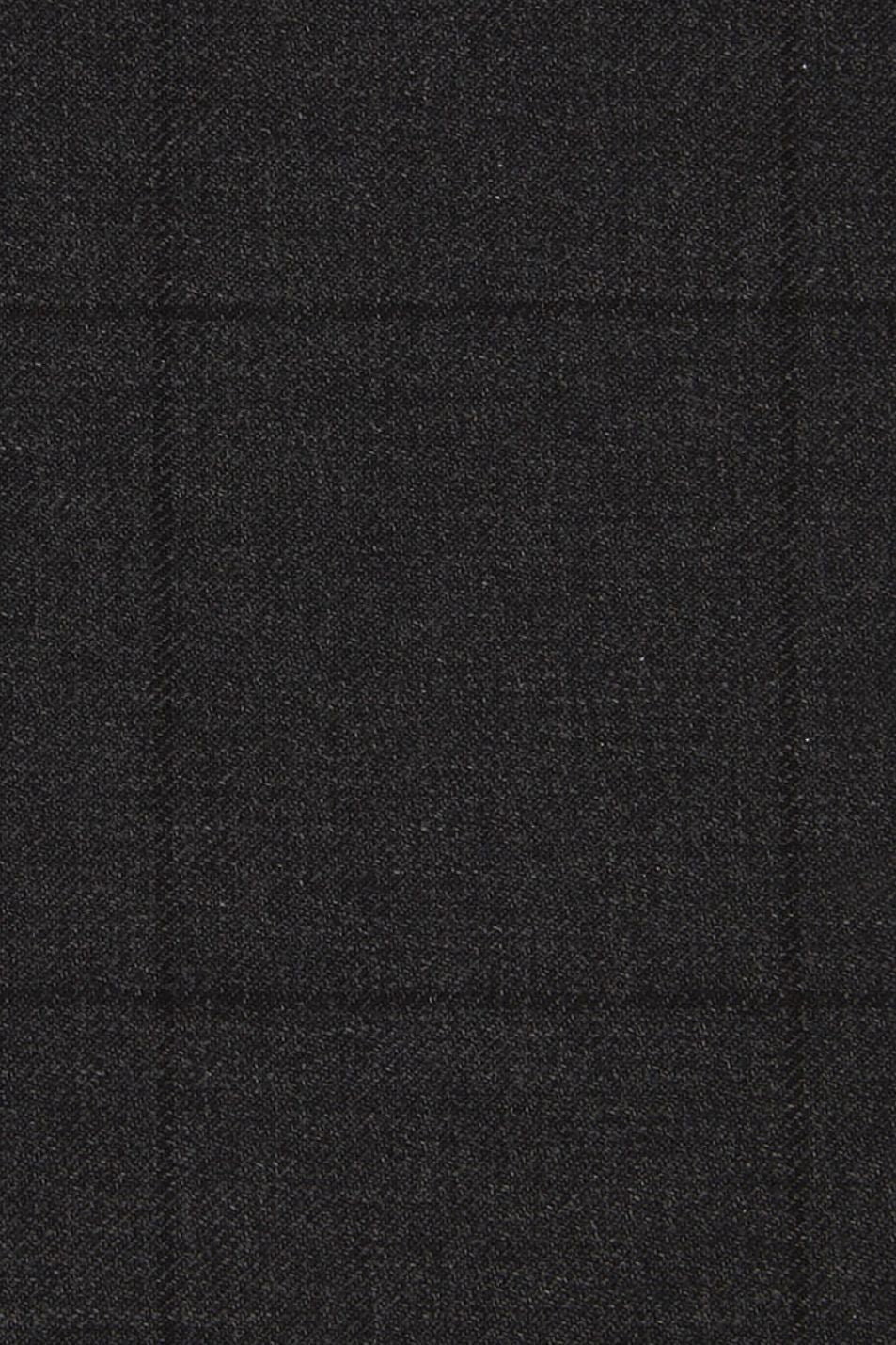 Super 110s Tonal Windowpane Flat Front Wool Trouser in Charcoal (Soho Modern Fit) by Ballin