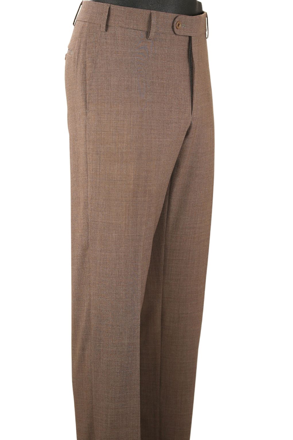 Super 130s Italian Luxury Ultimate Comfort Wool Tropical Flat Front Trouser in Wood (Houston Modern Fit) by 6 East by Ballin