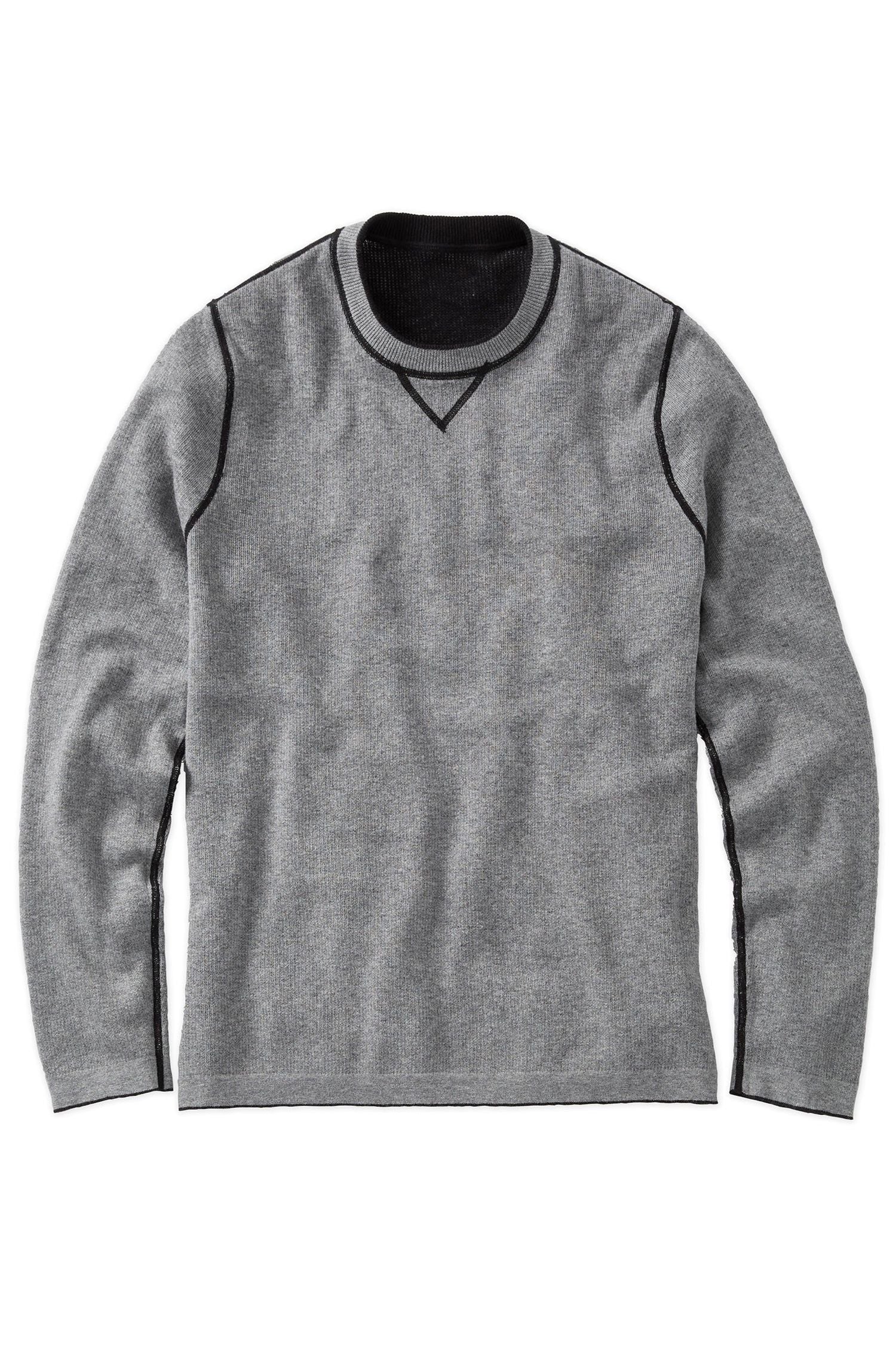 Reversible Cotton & Cashmere Sweater in Black/Grey by Borgo28