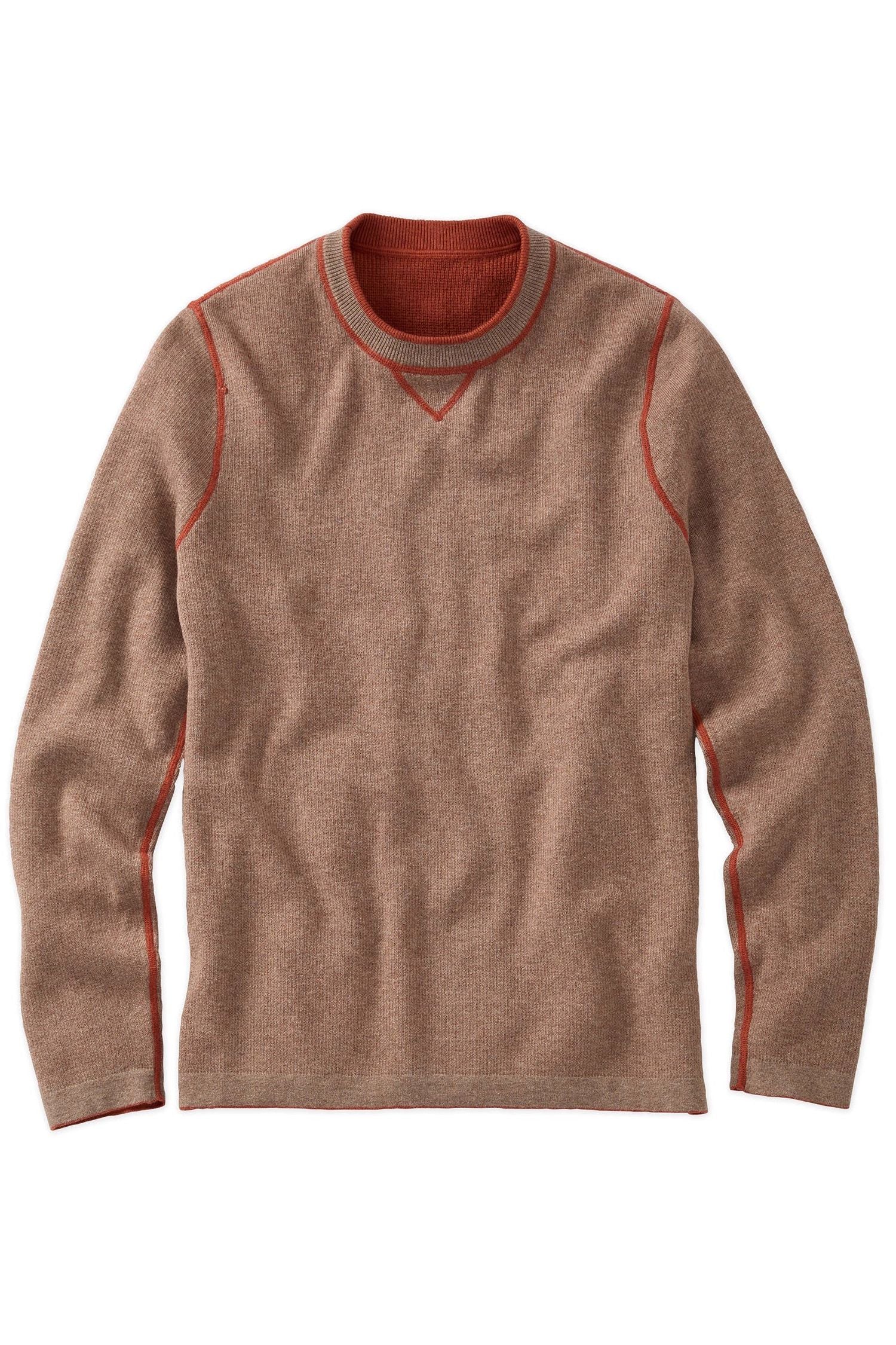 Reversible Cotton & Cashmere Sweater in Rust/Tan by Borgo28