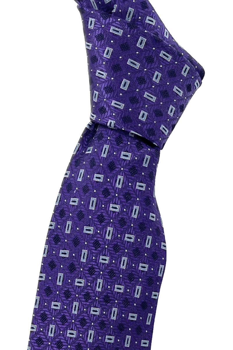 Purple, Black, and Blue Geometric Neat Woven Silk Tie by Robert Talbott
