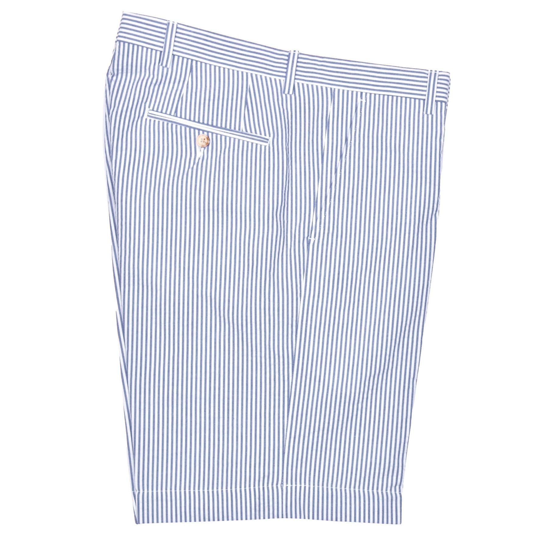 Seersucker Cotton Short in Navy and White (Hampton9 Plain Front) by Berle