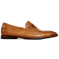 Naples Tumbled Leather Modern Penny Slip-On in Mahogany by Alan Payne Footwear