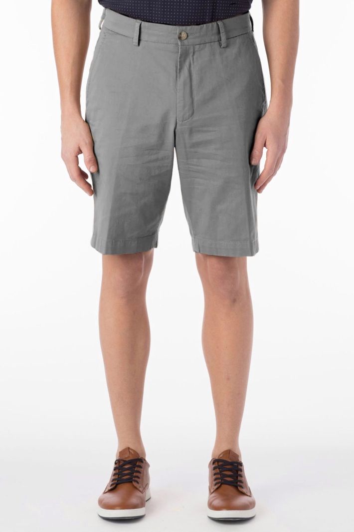 Broken Twill Stretch Cotton Shorts in Grey (Drummond Traditional Fit) by Ballin