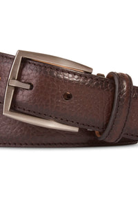 Italian Hand Burnished Scotch Grain Calfskin Belt in Deep Brown by Brookes & Hyde