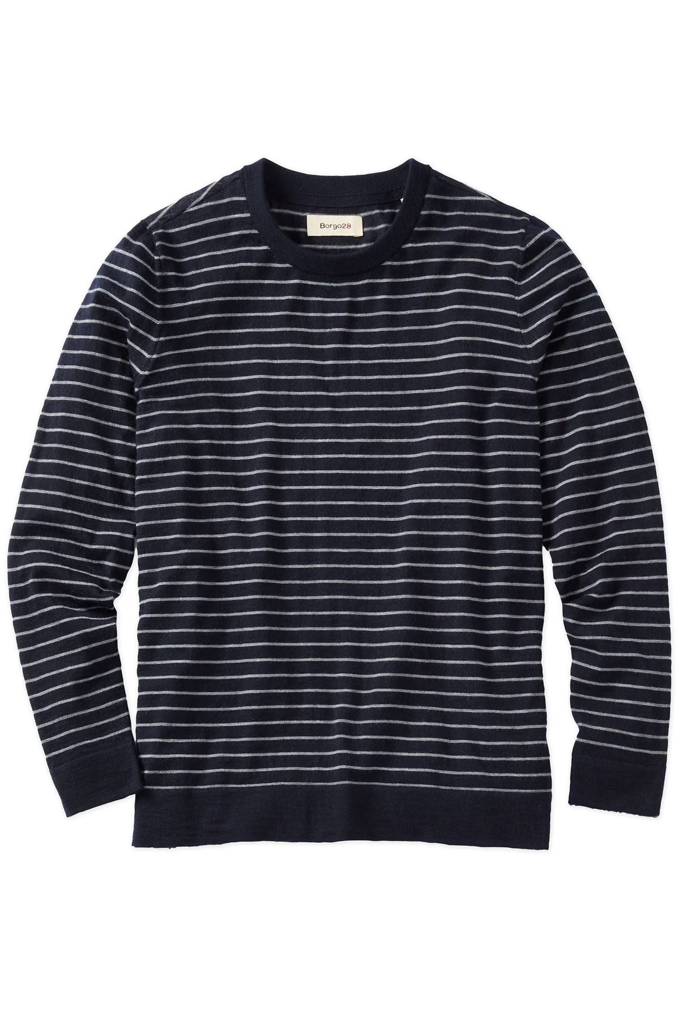Pure Cashmere Fine Stripe Sweater in Navy by Borgo28