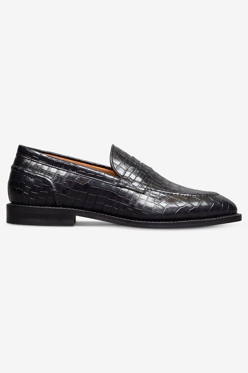 Randolph 2.0 Penny Loafer in Black Embossed Croco Leather by Allen Edmonds