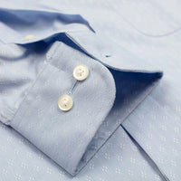 Blue with White Ditsy Neat Wrinkle-Free Cotton Dress Shirt with Spread Collar by Cooper & Stewart