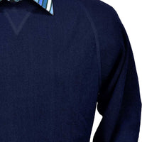 Baby Alpaca 'Links Stitch' Sweatshirt-Style Crew Neck Sweater in True Navy (Size X-Large) by Peru Unlimited