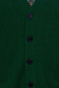 Baby Alpaca 'Links Stitch' V-Neck Cardigan Sweater in Forest (Size Medium) by Peru Unlimited