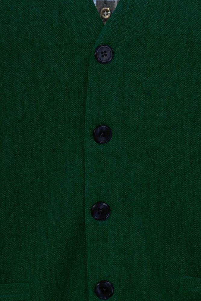 Baby Alpaca 'Links Stitch' V-Neck Cardigan Sweater in Forest (Size Medium) by Peru Unlimited