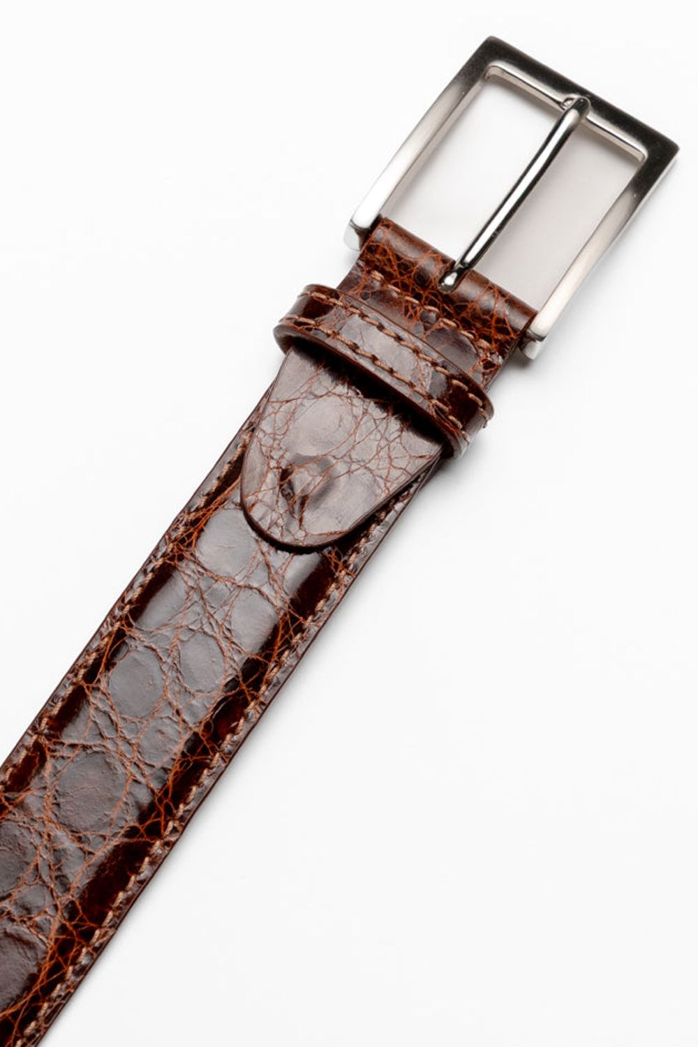 Caiman Crocodile Dress Belt in Cognac by Zelli Italia