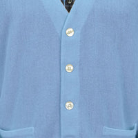 Baby Alpaca 'Links Stitch' V-Neck Cardigan Sweater in Sky by Peru Unlimited