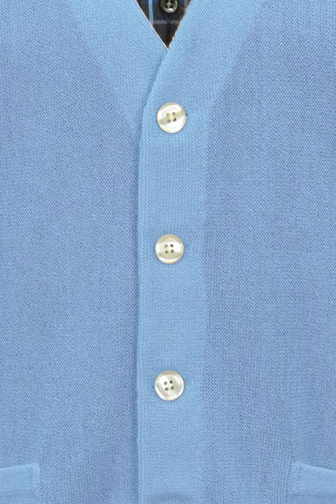 Baby Alpaca 'Links Stitch' V-Neck Cardigan Sweater in Sky by Peru Unlimited