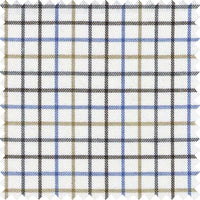 Brown, Blue, and Winter White Windowpane Check Cotton and Wool Blend Button-Down Shirt by Viyella