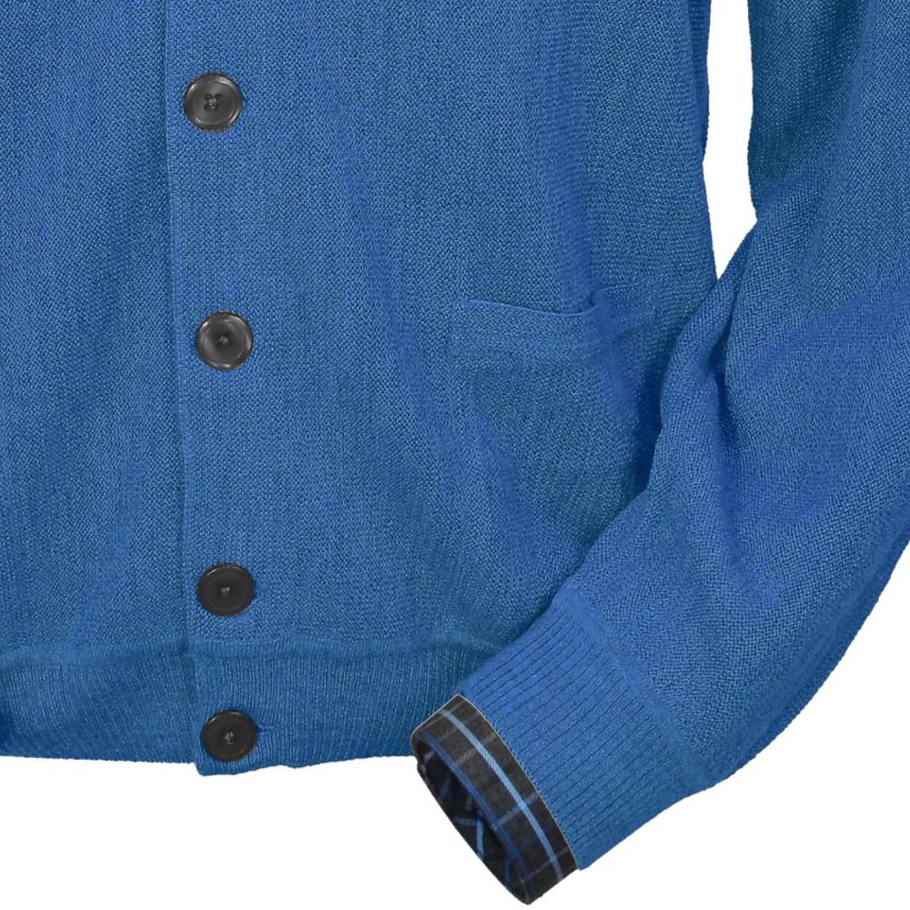 Baby Alpaca 'Links Stitch' V-Neck Cardigan Sweater in Royal Blue by Peru Unlimited