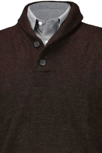 Royal Alpaca 2-Button Shawl Collar Sweater in Chocolate Heather by Peru Unlimited