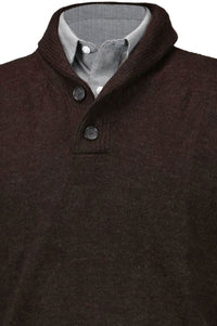 Royal Alpaca 2-Button Shawl Collar Sweater in Chocolate Heather by Peru Unlimited