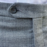 Stretch Wool Fancies Trouser in Black & White Houndstooth Check, Size 46 (Milan Double Reverse Pleat) by Berle