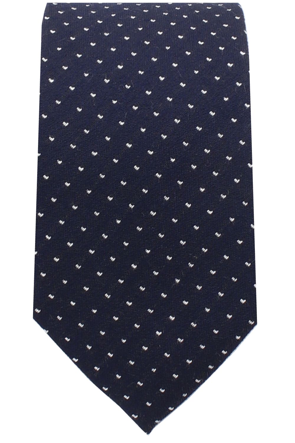 Triple-Stitch Micro Dot Necktie in Navy and White by Dibi Menswear