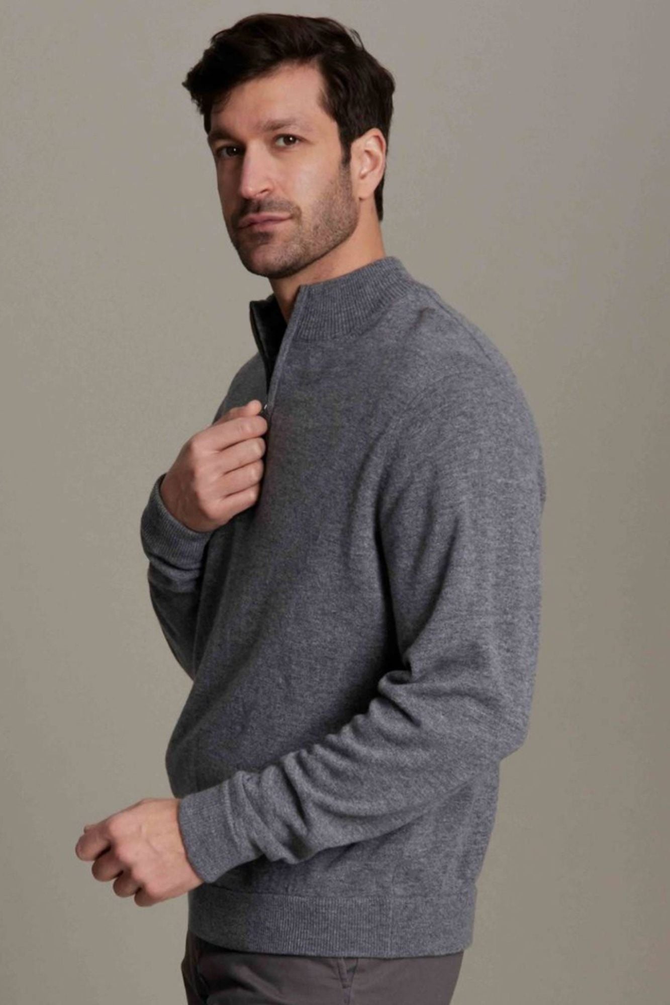 1/4 Zip Mock Neck Merino Wool Pullover Sweater (Choice of Colors) by Alashan Cashmere