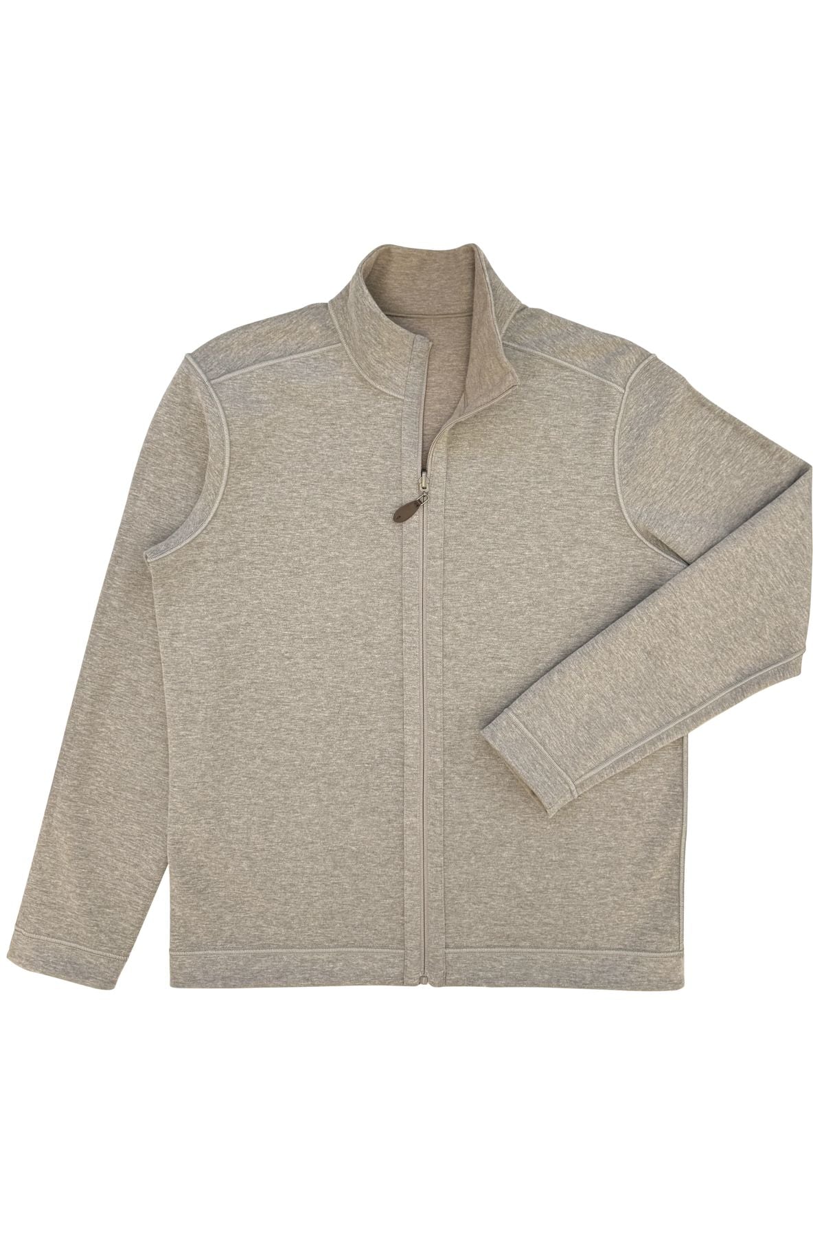 Cliff Reversible Full Zip Knit Jacket in Sand and Heather Grey by Batton