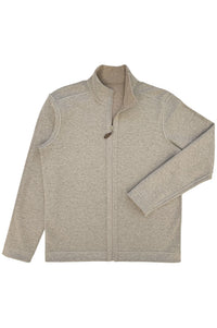 Cliff Reversible Full Zip Knit Jacket in Sand and Heather Grey by Batton