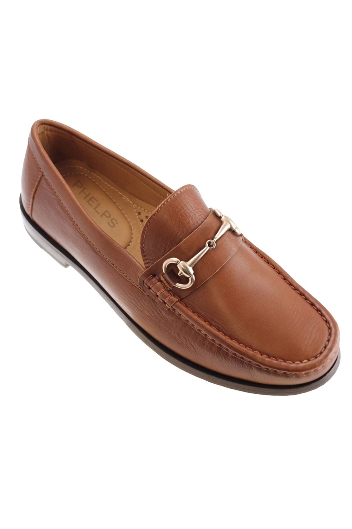 Phelps Interchangeable 'Bridge Bits®' Tubular English Moccasin Loafer in Tan Calfskin by T.B. Phelps