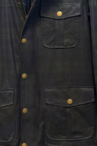 British Millerain Waxed Cotton Winter Jacket in Black Watch Tartan by Viyella