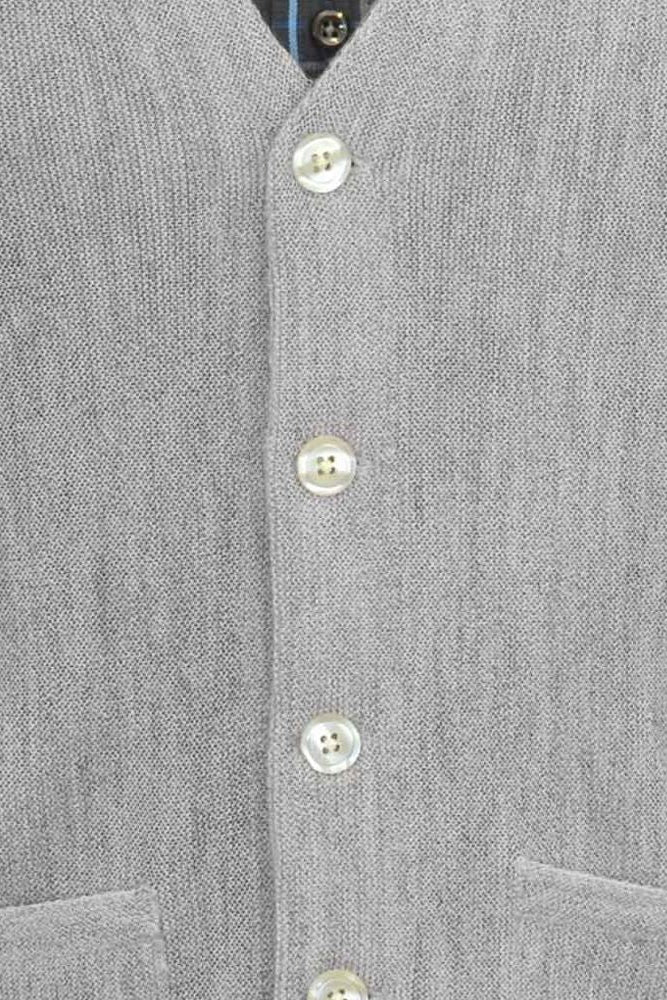Baby Alpaca 'Links Stitch' V-Neck Cardigan Sweater in Light Grey Heather by Peru Unlimited