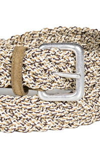 Italian Multicolored Woven Cotton Belt in Camel Multi by Torino Leather