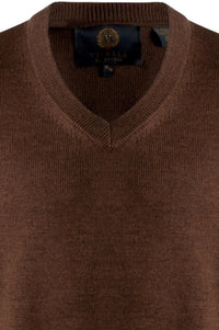 Extra Fine 'Zegna Baruffa' Merino Wool V-Neck Sweater in Brown by Viyella