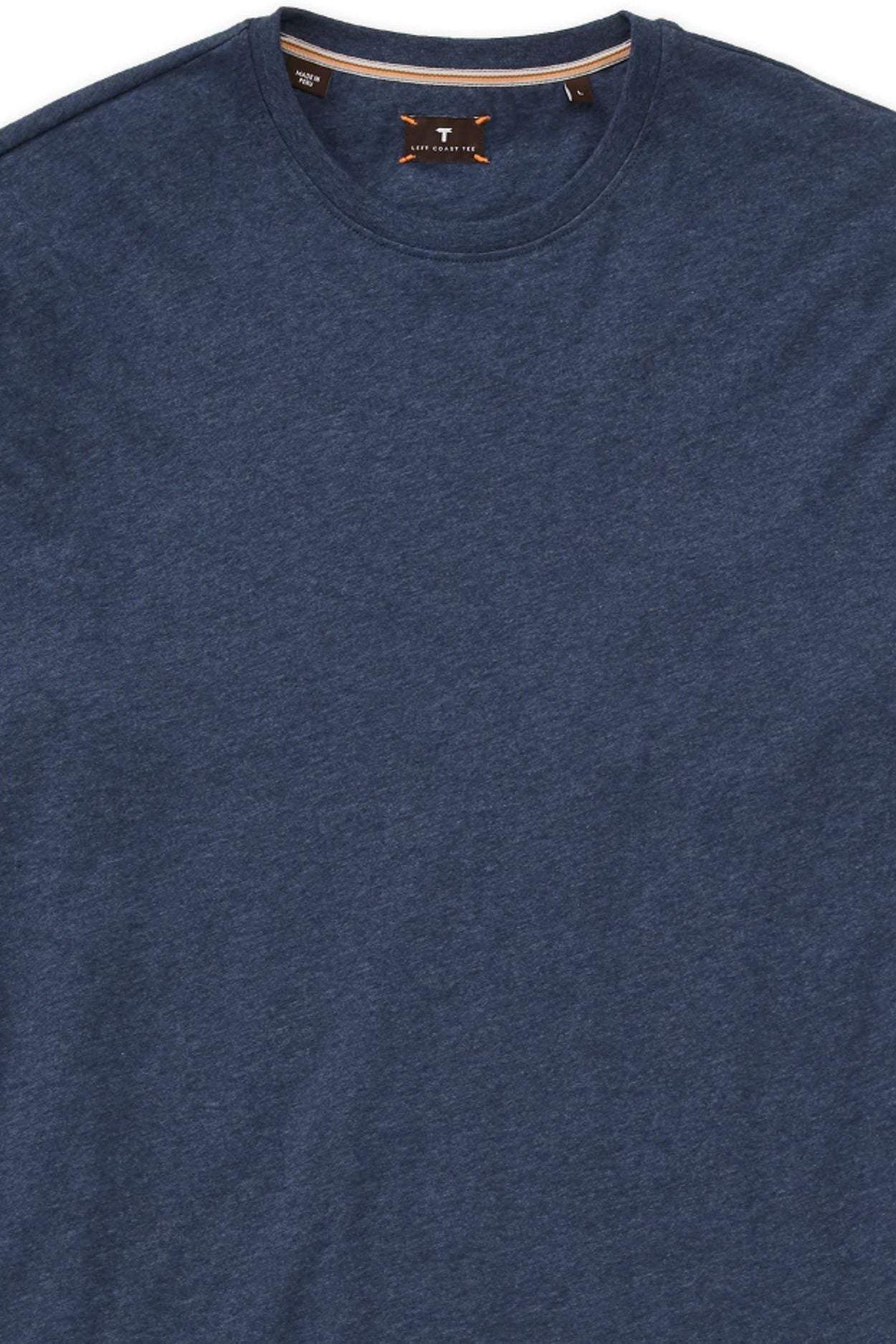 Luxe Mélange Long Sleeve Crew Neck Peruvian Cotton Tee Shirt in Navy by Left Coast Tee