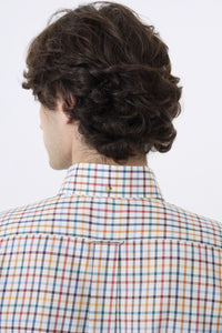 Summer Weight Bright Multi Tattersall Cotton and Wool Blend Button-Down Shirt by Viyella
