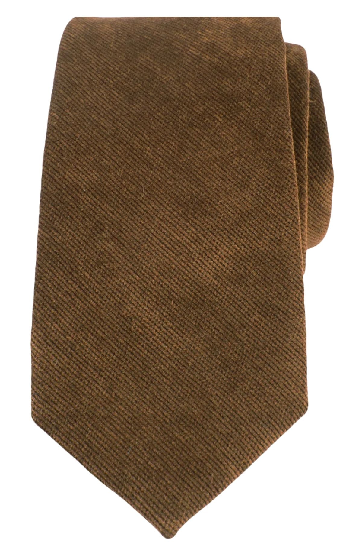 Micro Corduroy Necktie in Tan by Dibi Menswear